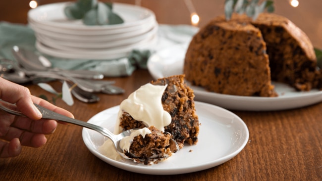 No Christmas spread is complete without the fiery entertainment and sweet smell of a Christmas pudding. Image: Supplied