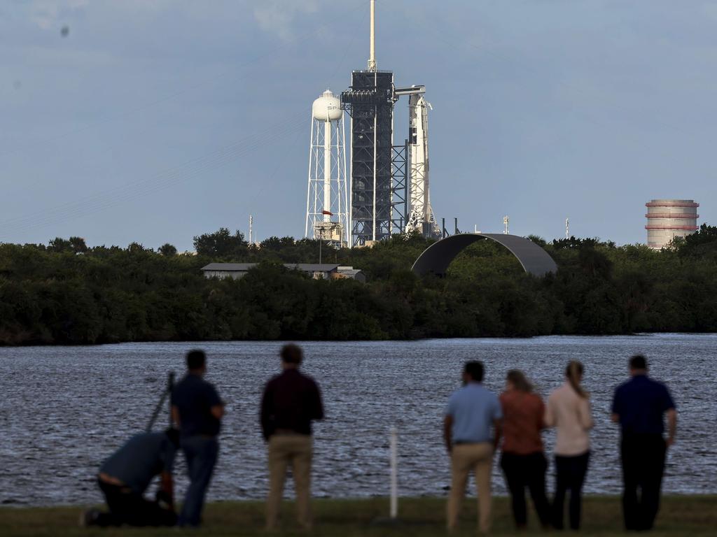 SpaceX’s Falcon 9 rocket with the Dragon spacecraft atop can be seen as Space X and NASA prepare for the launch of the Crew-5 mission on October 05, 2022 in Cape Canaveral, Florida. Picture: Getty Images/AFP