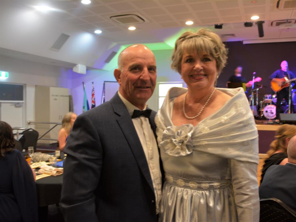 Brendan (L) and Jennifer (R) standing out from the crowd at Warwick's Coppers Ball charity event on Saturday night.