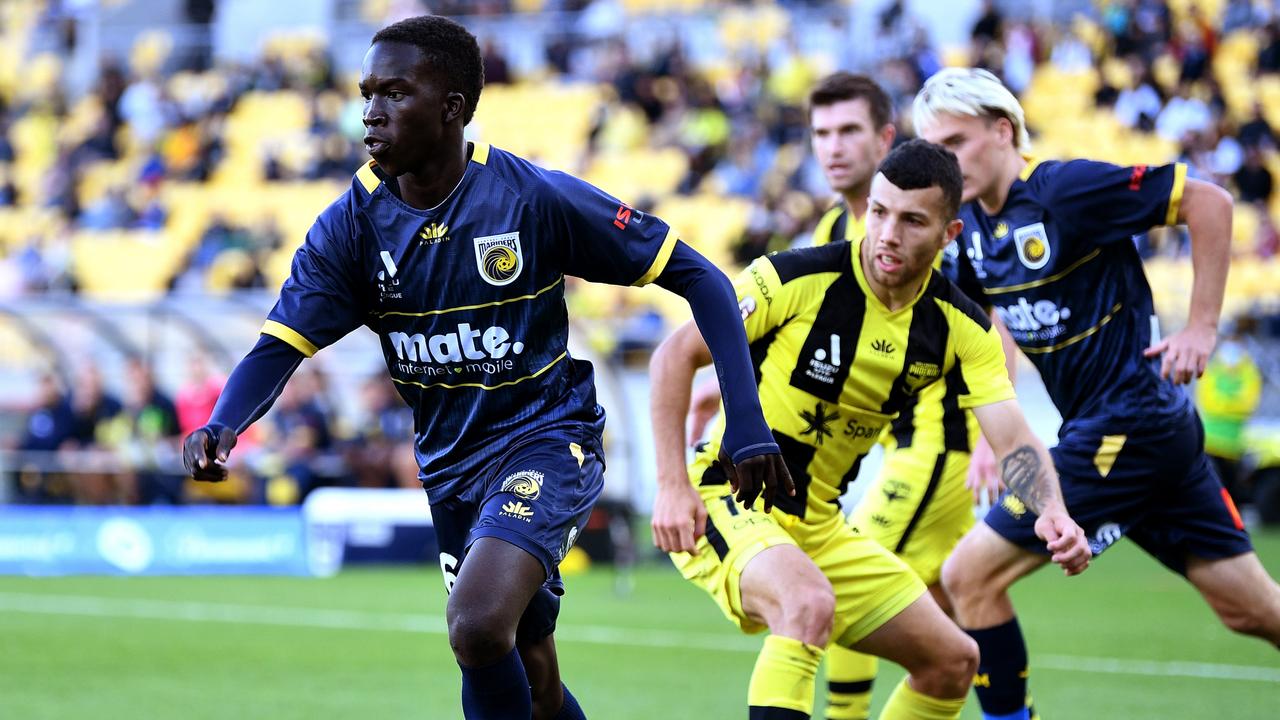 Garang Kuol has barely played for Central Coast Mariners but has international interest. (Photo by Joe Allison/Getty Images)