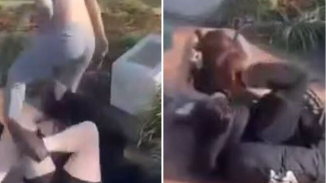 A wild brawl between students at Beaudesert library has been captured on film.