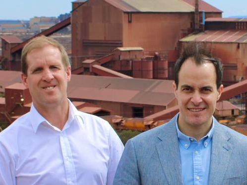 Shadow Minister for Energy and Net Zero, Stephen Patterson, the Leader of the Opposition, Vincent Tarzia and GFG Alliance Managing Director, Tony Swiericzuk in Whyalla on Friday. Picture: Supplied