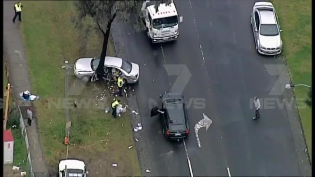 Cop car rammed in Essendon