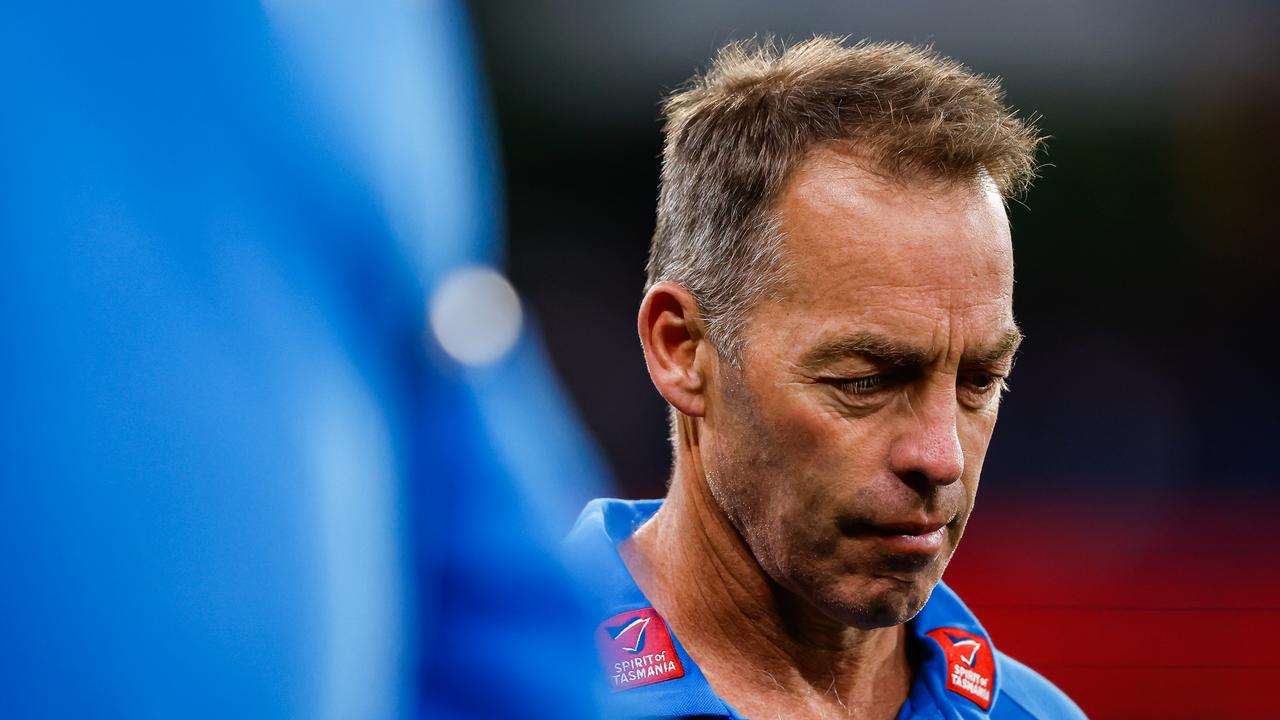 MELBOURNE, AUSTRALIA - APRIL 29: Alastair Clarkson, Senior Coach of the Kangaroos leaves the field at half time during the 2023 AFL Round 07 match between the Melbourne Demons and the North Melbourne Kangaroos at the Melbourne Cricket Ground on April 29, 2023 in Melbourne, Australia. (Photo by Dylan Burns/AFL Photos via Getty Images)