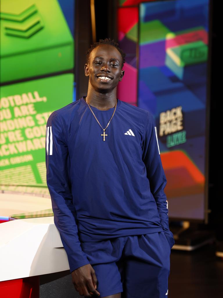 Sprinter Gout Gout at Fox Sports in Artarmon. Picture: Jonathan Ng