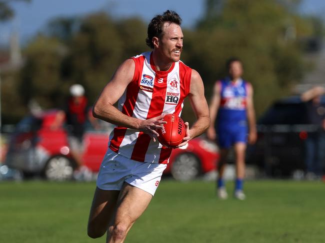 Southern league: St Paul's McKinnon v Mordialloc: Mitchell Brown of Mordialloc at McKinnon Reserve on Saturday 22nd of April 2023 in McKinnon, Victoria, Australia.Picture: Hamish Blair