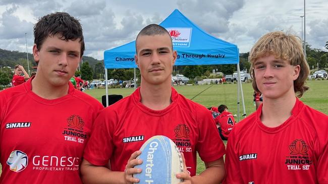 CHS trial players Kyan Rathbone from Parks High, Monty Fry from Port Hacking High and Luca Pirrello from Cronulla High. Pic: Supplied