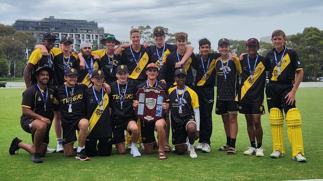 Richmond celebrates its Dowling Shield victory. Picture: Ben Higgins