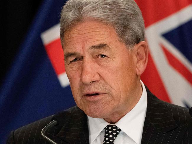 New Zealand Foreign Minister Winston Peters speaks to the media during a post cabinet press conference at Parliament in Wellington on March 25, 2019. - Ardern on March 25 ordered an independent judicial inquiry into the Christchurch mosque attacks, asking whether police and intelligence services could have prevented the March 15 attack. (Photo by Marty MELVILLE / AFP)