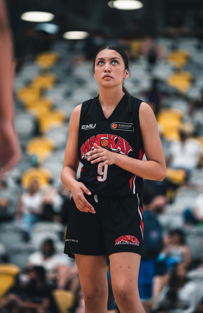 Monique Bobognie for the Mackay Meteorettes at the U18 state basketball championships on the Gold Coast, January 19, 2022. Picture: Nelson Kahler