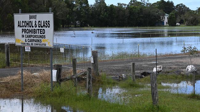 The flooded Blues Fest site. Picture: Lyndon Mechielsen