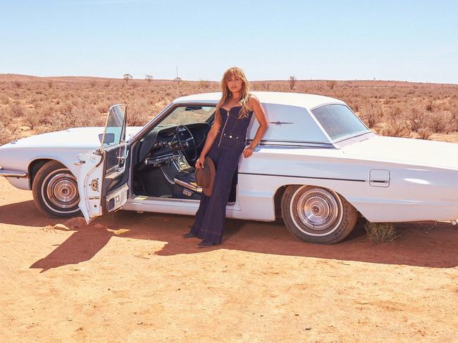 Mauboy on the set of her Sunday music video shoot in Broken Hill. Picture: Supplied / Sony.