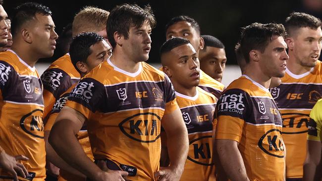 The Broncos digest a shocking performance against Wests Tigers on Friday night. Picture: Getty Images