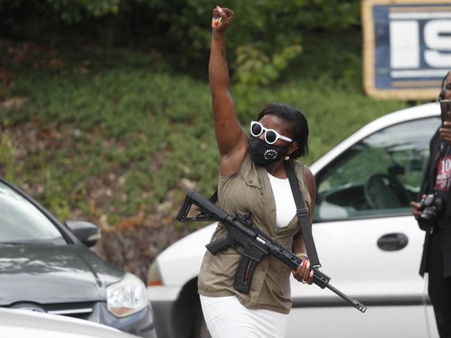 Protesters have taken over the site of a fast food restaurant in Atlanta where Rayshard Brooks was gunned down by police. Picture: AP