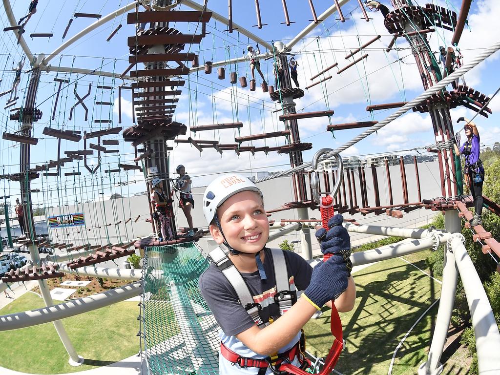 Will Teissl, 11. Official opening of the much-anticipated Next Level Australias largest high ropes course located on Cornmeal Creek at Sunshine Plaza. Picture: Patrick Woods.