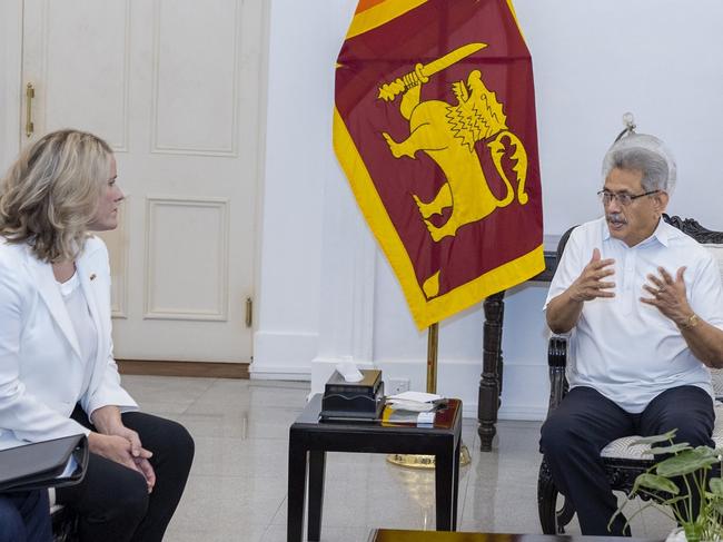 Australian Home Affairs Minister Clare O’Neil meets then president Gotabaya Rajapaksa in June.