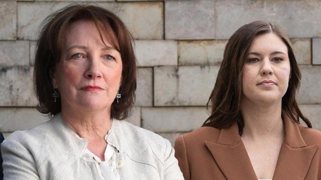 Former Liberal staffer Fiona Brown and Brittany Higgins.