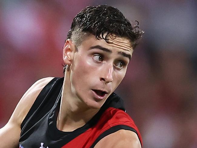 SYDNEY, AUSTRALIA - MARCH 23:  Elijah Tsatas of the Bombers in action during the round two AFL match between Sydney Swans and Essendon Bombers at SCG, on March 23, 2024, in Sydney, Australia. (Photo by Matt King/AFL Photos/via Getty Images )