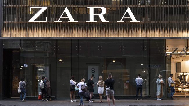 Lines outside Zara in the Sydney CBD. Picture: Monique Harmer