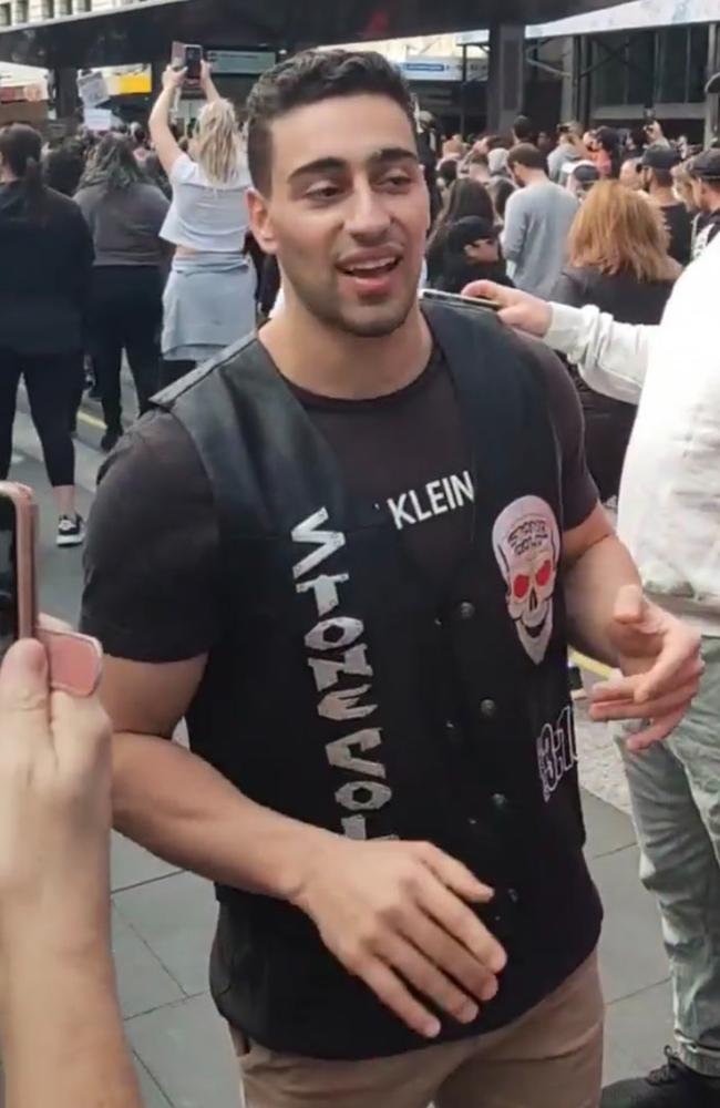 ‘TikTok guy’ Jon-Bernard Kairouz at July’s anti-lockdown rally in Sydney.