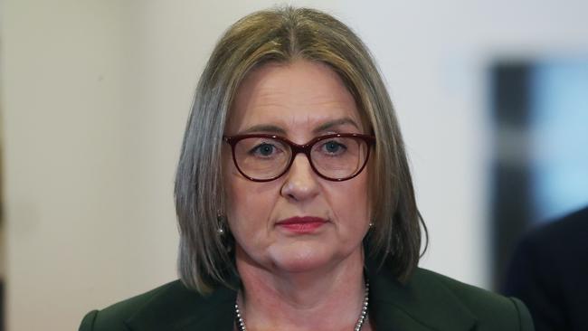 Victorian Premier Jacinta Allan holds a door stop press conference outside a Housing conference in Melbourne. Monday, August 5. 2024. Picture: David Crosling