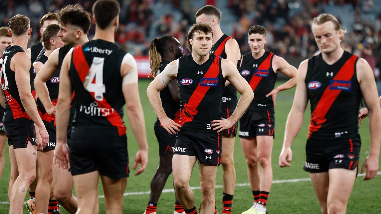 The Bombers walk off the MCG. Picture: Michael Willson/AFL Photos