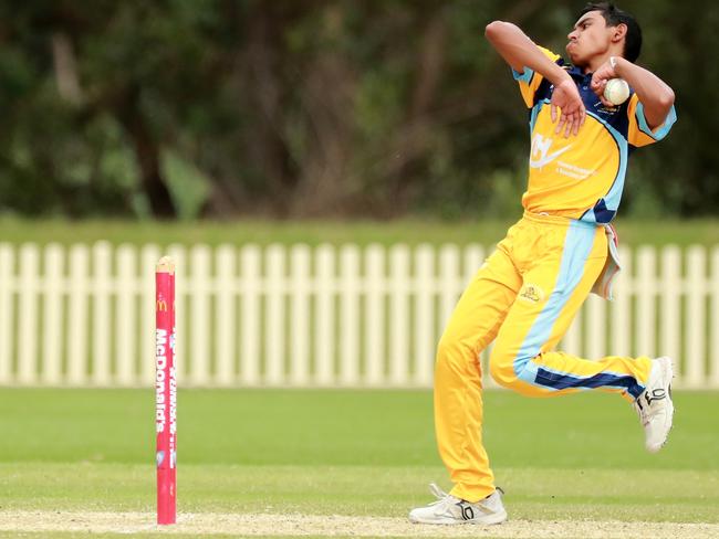 Fairfield-Liverpool’s Himantha Walawage in action on Sunday. Picture: Jeremy Ng