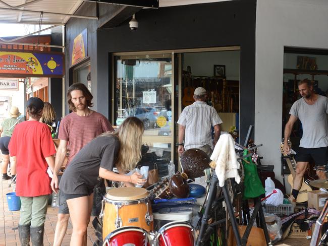 Outside the Son of Drum music shop in Burringbar St, Mullumbimby on March 4, 2022. Picture: Liana Boss