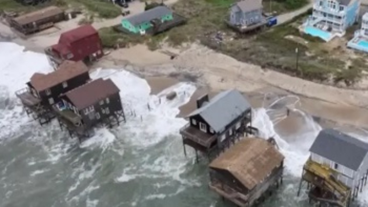 Oceanfront houses on the brink of collapse