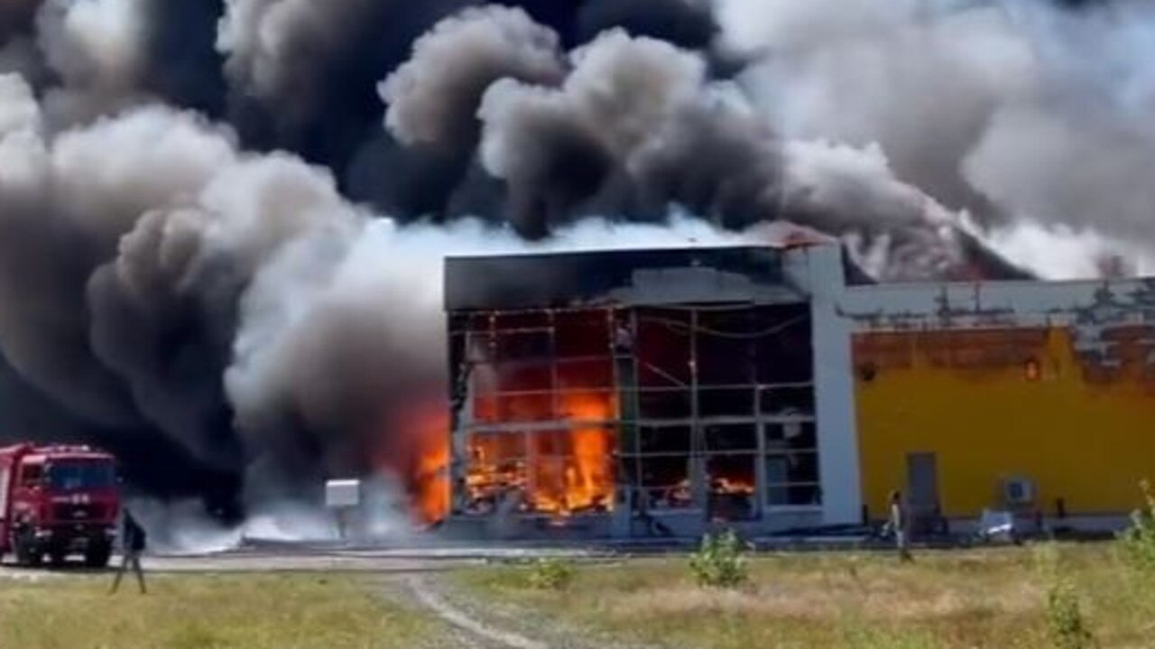 Smoke could be seen billowing from the inferno. Picture: Defence of Ukraine.