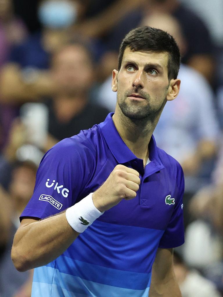 Djokovic is hoping to win a legal battle on Monday. (Photo by Elsa/Getty Images)