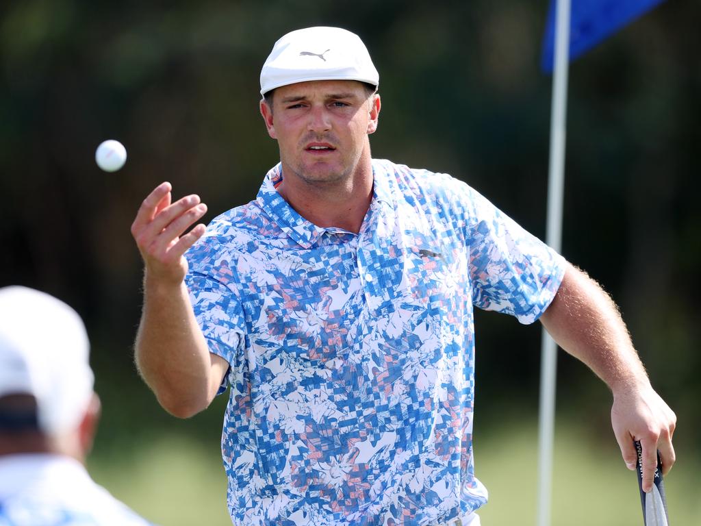 DeChambeau looks like an NFL player on a day off.