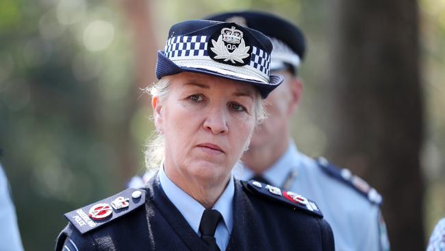 Queensland Police Commissioner Katarina Carroll visiting Binna Burra after the fires. Picture: Nigel Hallett