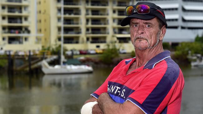 Boat-owner Wayne George is angry with boats overstaying the 40 minute limit on the public dock on the opposite side of the creek from Flinders Street. There is one particular yacht which is causing hassle. PICTURE: MATT TAYLOR.