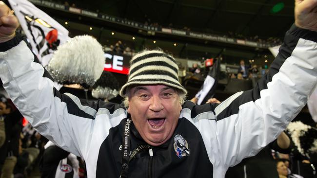 Collingwood cheer squad leader Joffa Corfe. Picture: Sarah Matray