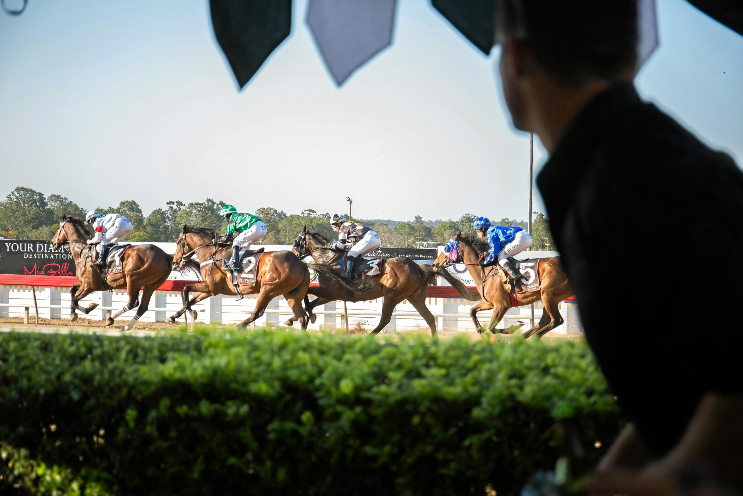 Tyson Albrecht cheers on the races at the Gympie Times Ladies Race Day. Picture: Jacob Carson