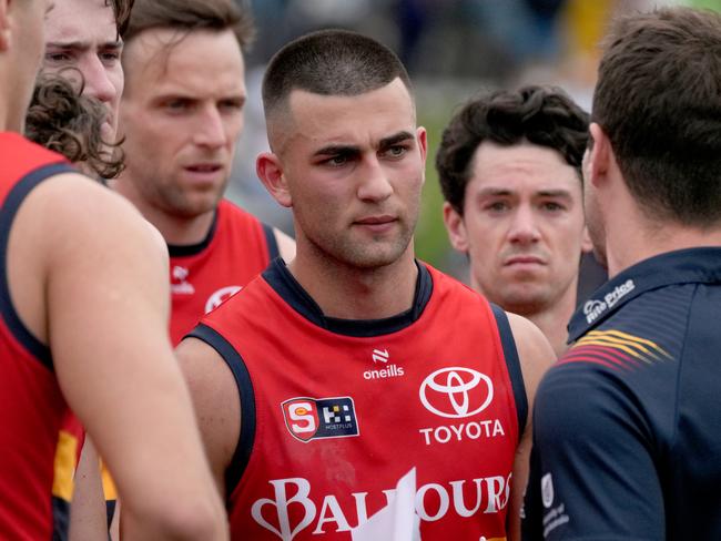 SANFL Sturt v Adelaide - At quarter time, Josh Rachele playing for Crows SANFL side after being controversially dropped for the AFL game against Sydney. 24 August 2024. Picture: Dean Martin