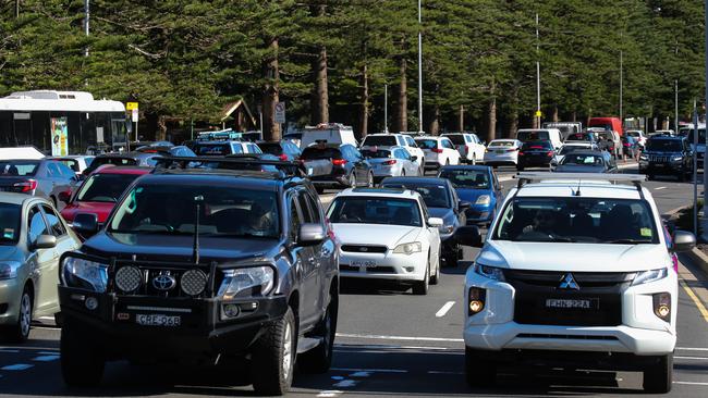 Traffic delays on the Spit Bridge during the protest. Picture: NCA NewsWire / Gaye Gerard