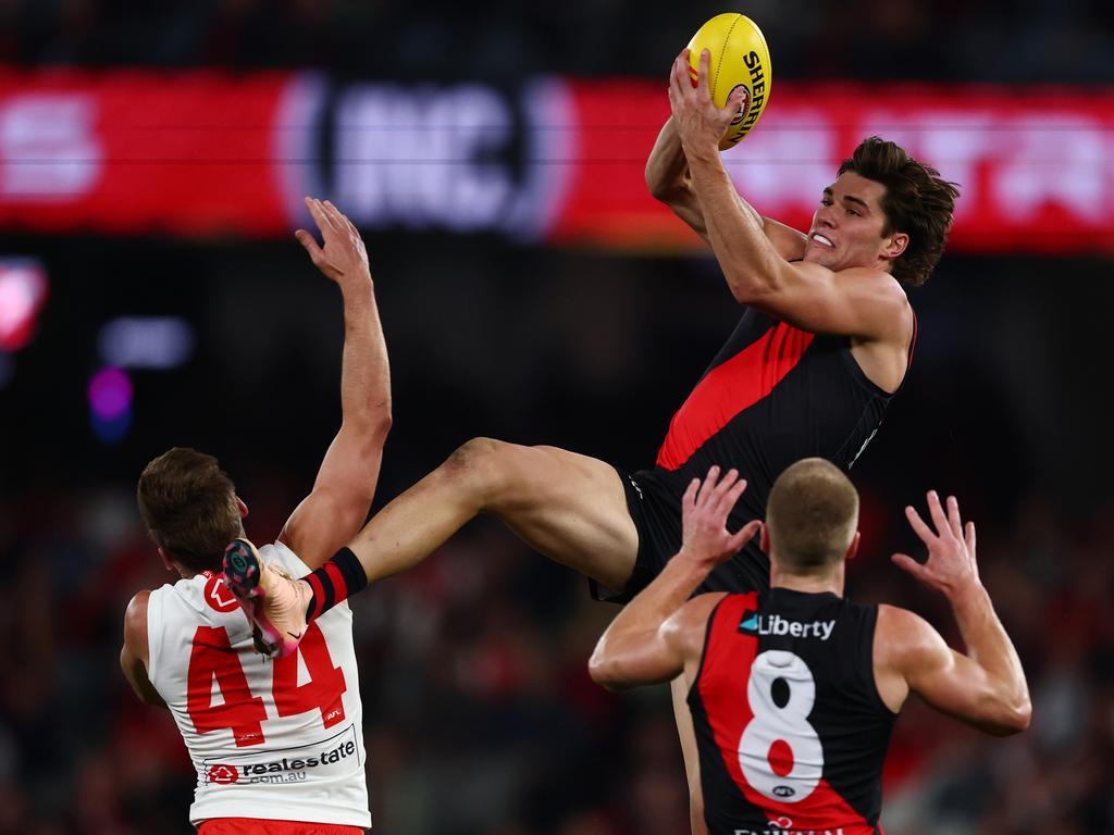 Sam Durham takes to the skies. Picture: Morgan Hancock/Getty Images