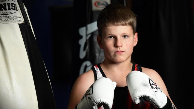 Sunshine Coast Thai boxing Centre fighter Lochlan Wallis. Picture: Patrick Woods.