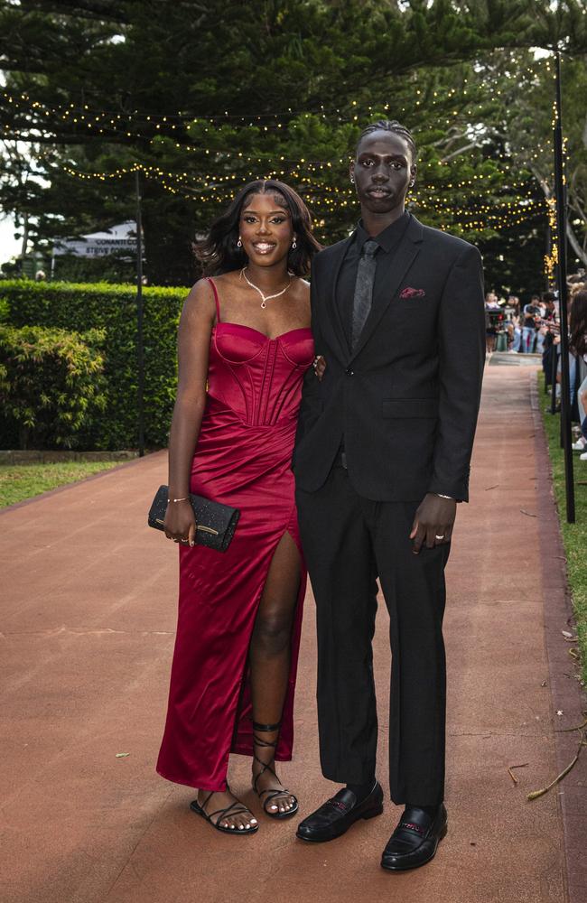 Thryfene Muteba partners Emmaneul Athian at St Mary's College formal at Picnic Point, Friday, March 22, 2024. Picture: Kevin Farmer