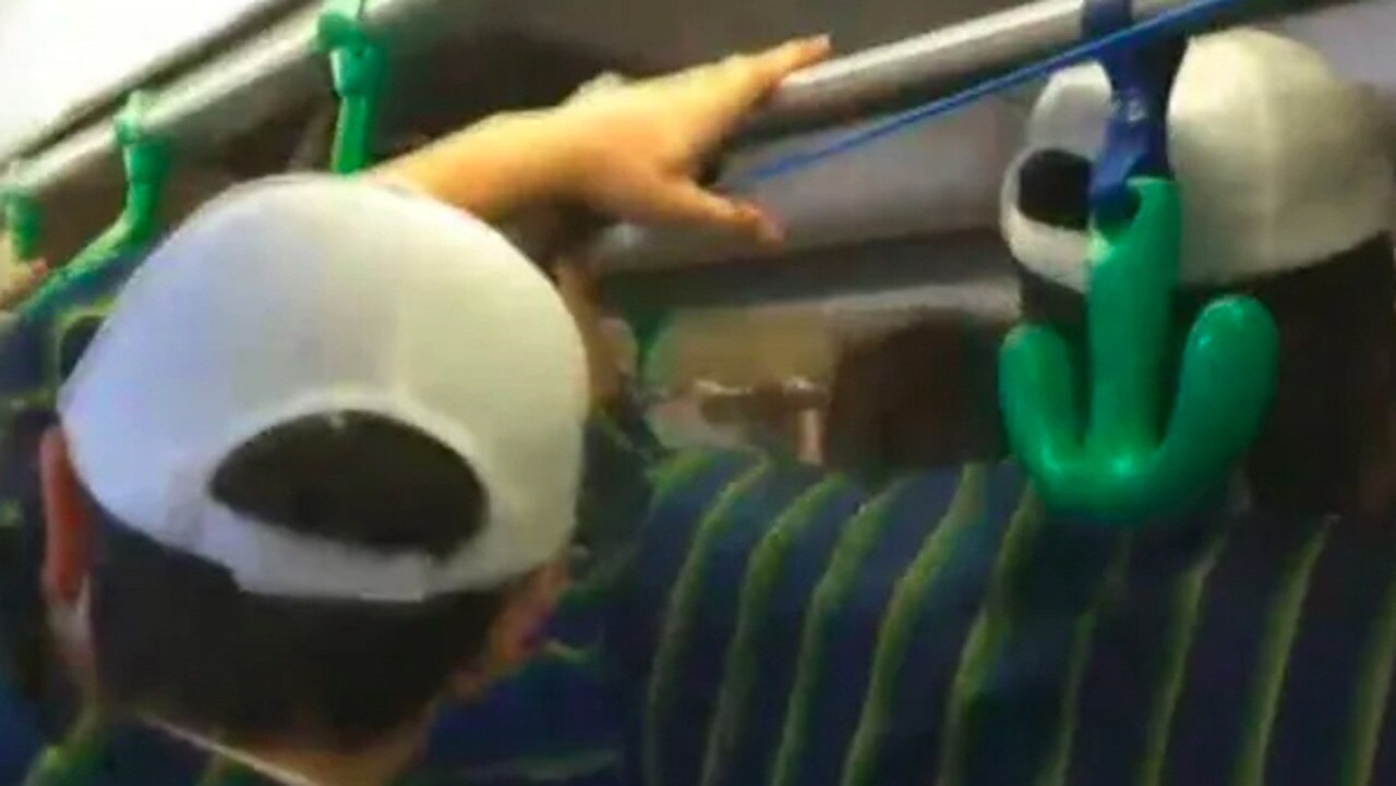 Up to 10 students from the prestigious Melbourne boys’ school were suspended after they were filmed chanting a misogynistic song on a tram in October 2019. Picture: Supplied