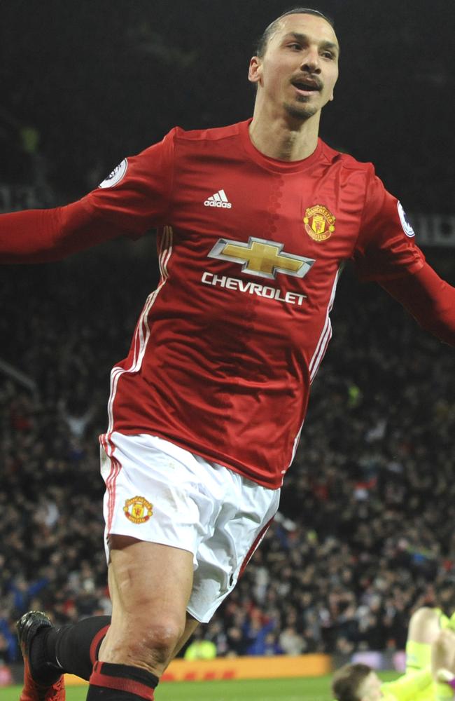 Manchester United's Zlatan Ibrahimovic, celebrates after scoring his side’s goal.