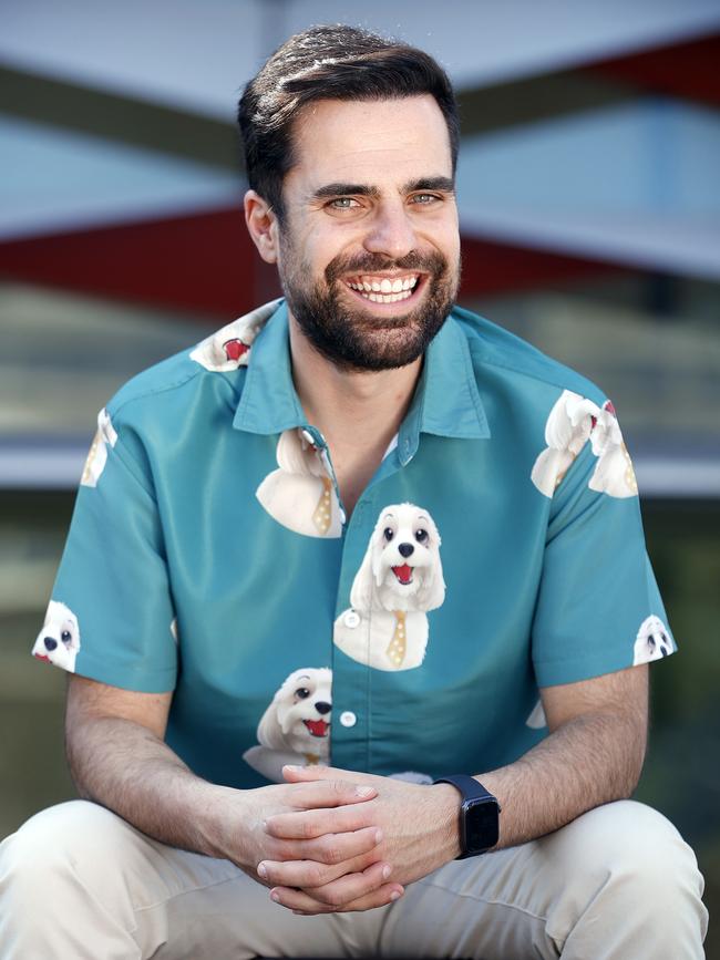 George Mladenov in a newer version of the fluffy dog shirt he popularised during filming Survivor. Picture: Sam Ruttyn