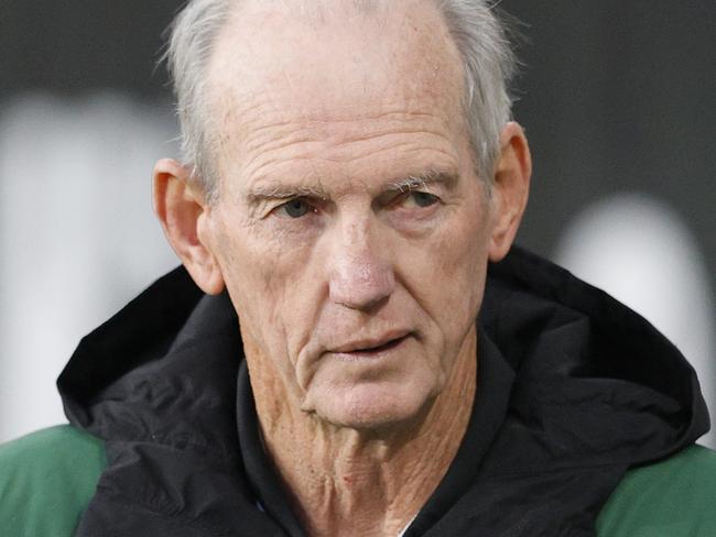 SYDNEY, AUSTRALIA - JULY 18: Wayne Bennett, Coach of Souths, looks on before the round 10 NRL match between the South Sydney Rabbitohs and the Newcastle Knights at Bankwest Stadium on July 18, 2020 in Sydney, Australia. (Photo by Mark Evans/Getty Images)