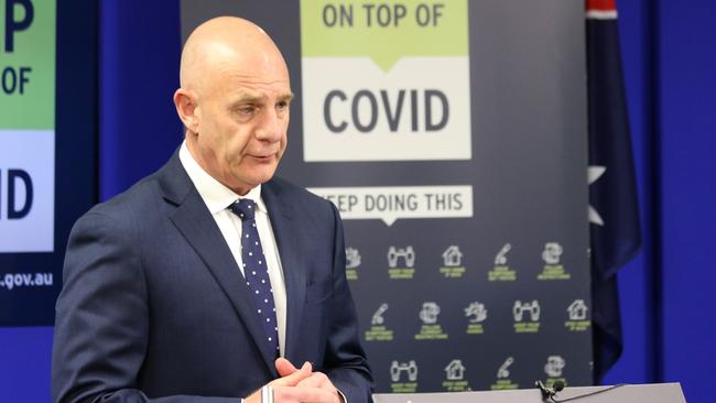 Premier Peter Gutwein speaks to the media at a Covid press conference in Hobart on Tuesday, 29 June 2021.