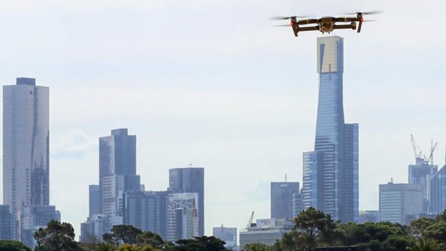 Story about drone operators being fined by CASA, who are trying to enfore responsible use of drones in Australia. Someone landed a drone on the roof of Eureka Towers. Picture: Alex Coppel.