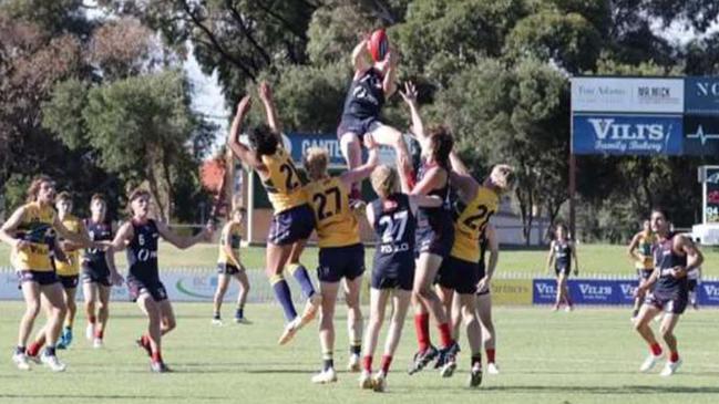 Norwood’s Ned Bowman flies high for his spectacular mark against the Eagles. Picture: Supplied.