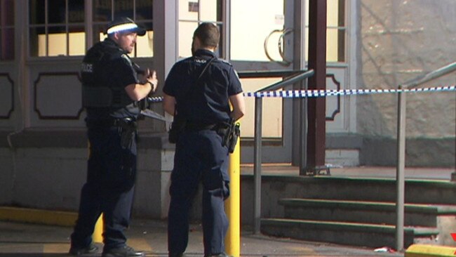 Police at the scene of the Smithfield assault on Monday. Picture: 7NEWS