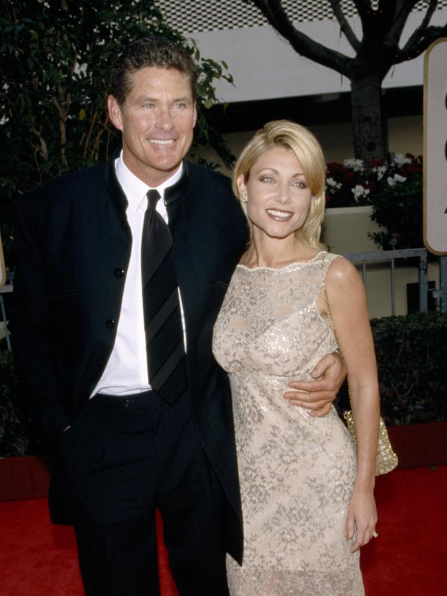 Hasselhoff and Bach during the 55th Annual Golden Globe Awards in 1998. Picture: Fitzroy Barrett/NBC/NBCU Photo Bank via Getty Images